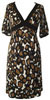 V-Neck Dress with Wide 3/4 Sleeves & Contrast