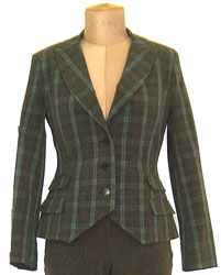 Stretch Plaid  in Charcoal / Teal Check