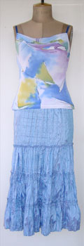 Bias Cut Cami worn with Sky Blue Skirt