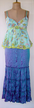 Shoestring Cami worn with Teal Skirt